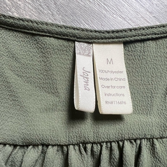 Japna Surplice Cropped Sleeve Side Tie Blouse Olive Green Size Medium - Picture 6 of 7